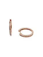 10K Rose Gold 0.15cttw Diamond Hoop Huggie Hinged Earrings
