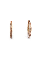 10K Rose Gold 0.15cttw Diamond Hoop Huggie Hinged Earrings