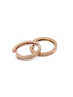 10K Rose Gold 0.15cttw Diamond Hoop Huggie Hinged Earrings
