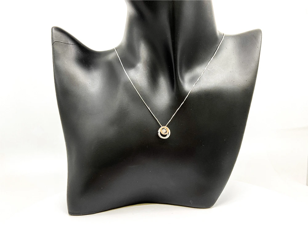 10K White & Rose Gold 0.38cttw Diamond Eternity / Double Circle Necklace, 18"
