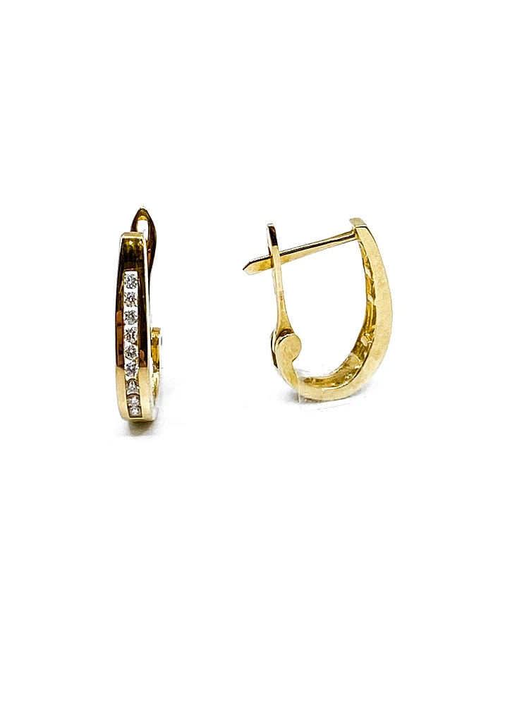 10K Yellow Gold 0.15cttw Diamond Hoop Earrings