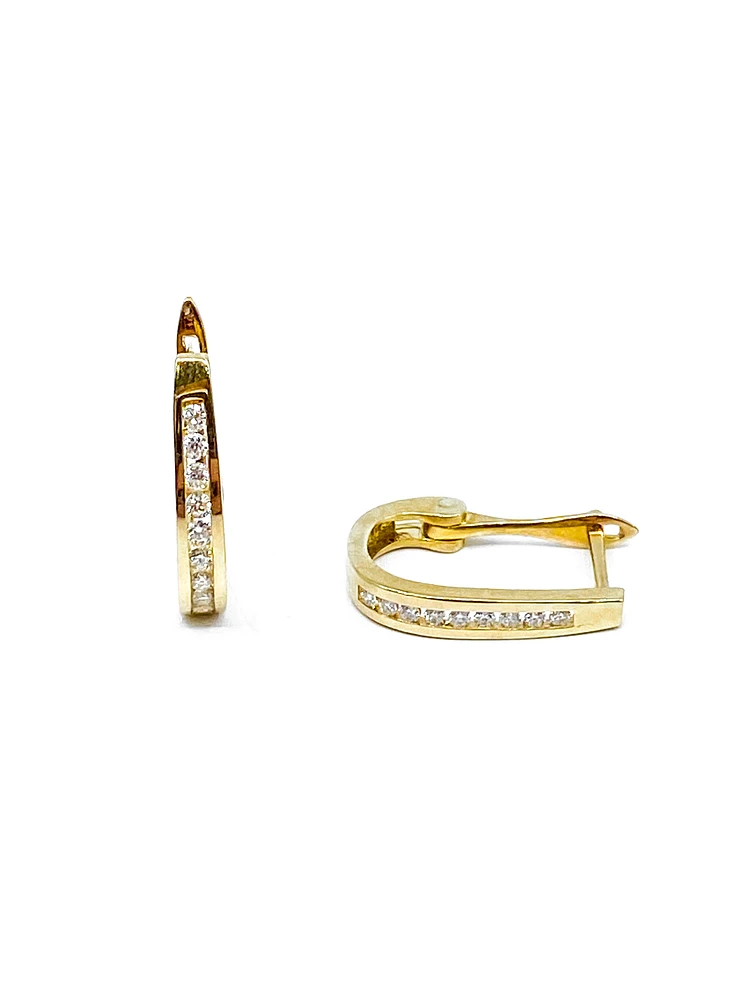 10K Yellow Gold 0.15cttw Diamond Hoop Earrings