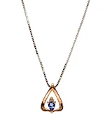 14K White and Rose Gold 0.20cttw Genuine Tanzanite and 0.026cttw Diamond Pendant, 18"