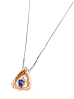 14K White and Rose Gold 0.20cttw Genuine Tanzanite and 0.026cttw Diamond Pendant, 18"