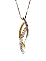 10K White & Yellow Gold 0.11cttw Diamond Necklace, 18"