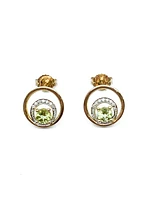 10K Yellow Gold 0.60cttw Peridot & 0.04cttw Diamond Stud Dangle Drop Earrings