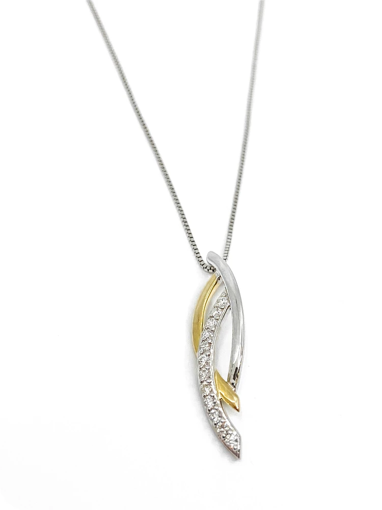 10K White & Yellow Gold 0.11cttw Diamond Necklace, 18"