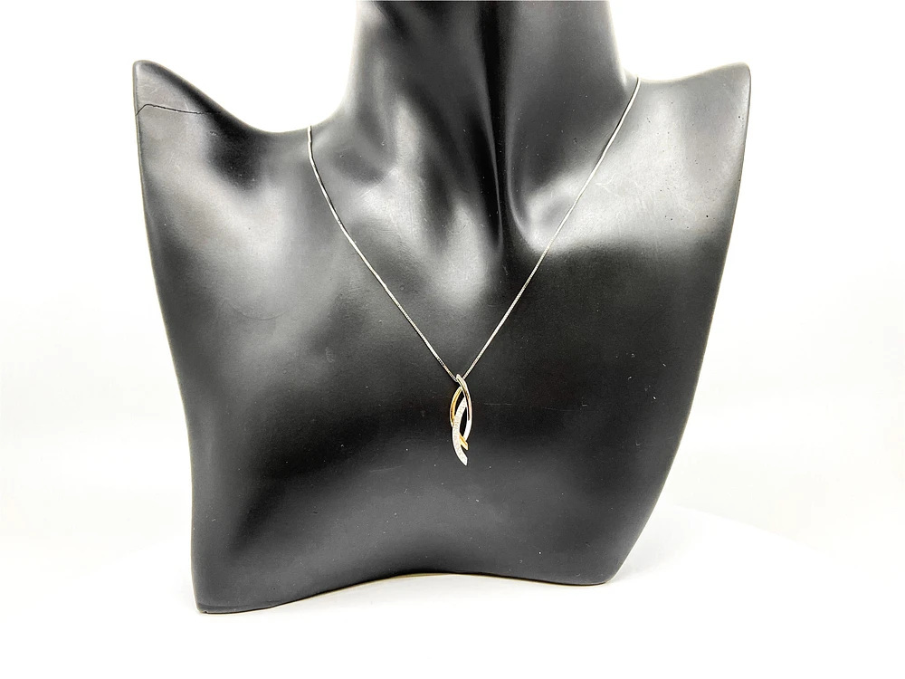 10K White & Yellow Gold 0.11cttw Diamond Necklace, 18"