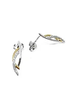 10K Yellow & White Gold 0.10cttw Diamond Dangle Drop Earrings