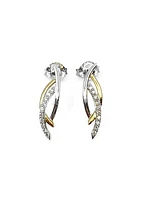 10K Yellow & White Gold 0.10cttw Diamond Dangle Drop Earrings