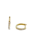 10K Yellow Gold 0.15cttw Diamond Hoop Hinged Huggie Earrings