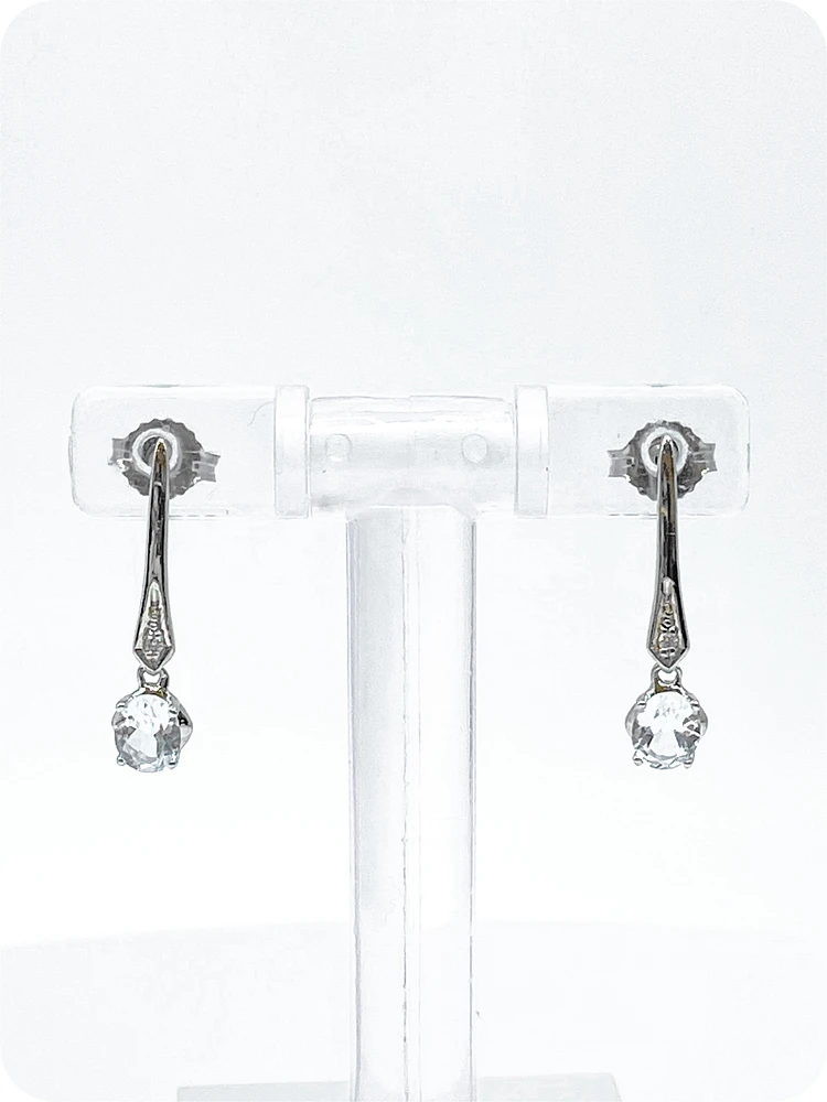 10K White Gold 0.64cttw Aquamarines & 0.012cttw Diamond Dangle / Drop Earrings
