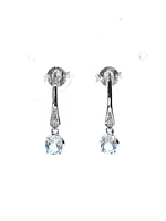 10K White Gold 0.64cttw Aquamarines & 0.012cttw Diamond Dangle / Drop Earrings