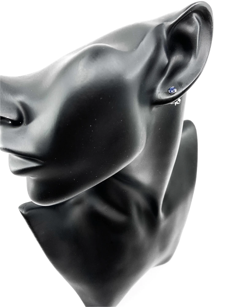 10K White Gold 0.60cttw Genuine Sapphire Stud Earrings