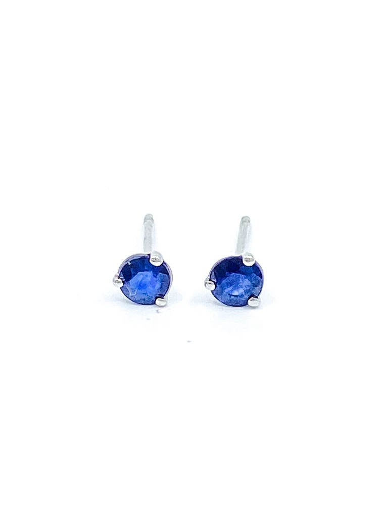 10K White Gold 0.60cttw Genuine Sapphire Stud Earrings