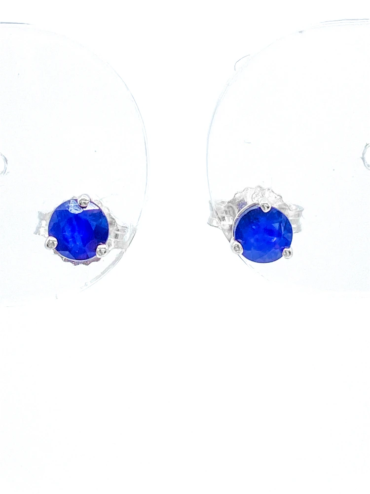 10K White Gold 0.60cttw Genuine Sapphire Stud Earrings