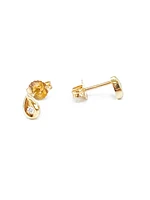 10K Yellow Gold 0.04cttw Round Cut Diamond Stud Leaf Design Earring