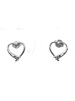 10K White Gold 0.02cttw Diamond Heart Stud Earrings