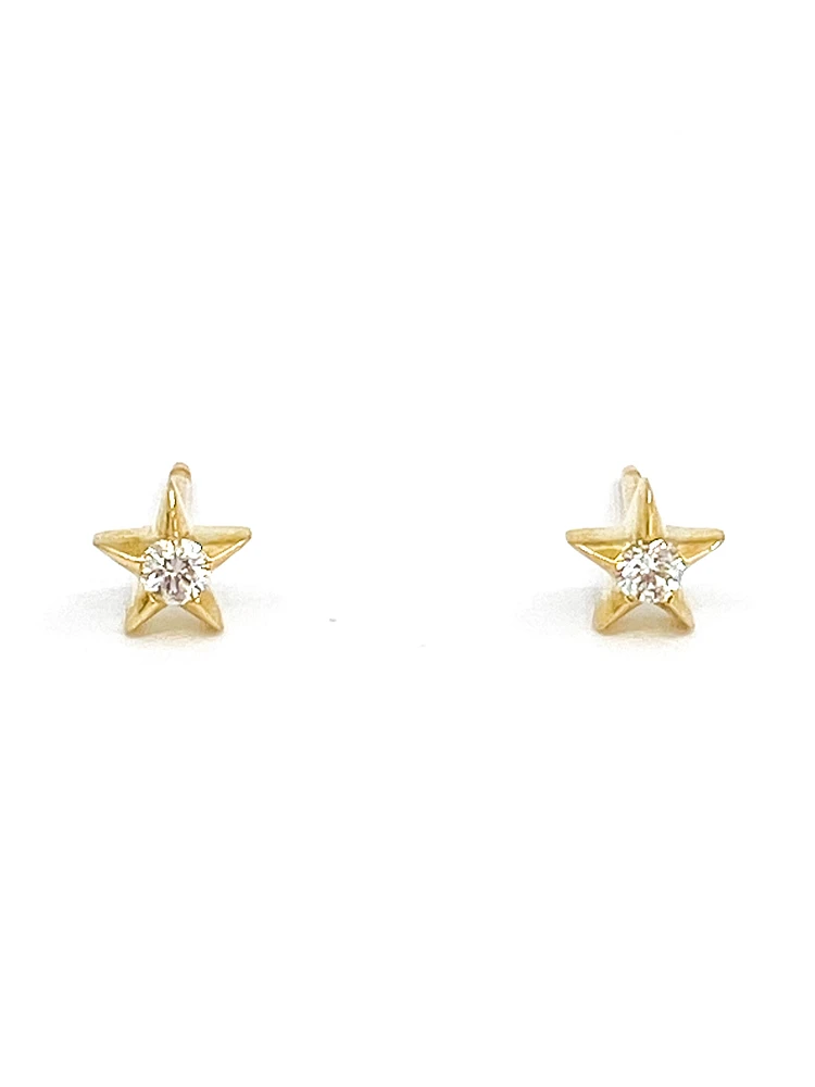 10K Yellow Gold 0.125cttw Canadian Diamond Star Stud Earrings
