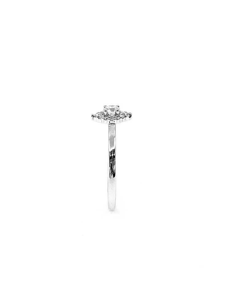 10K White Gold 0.30cttw Canadian Diamond Halo Engagement Ring, size 6.5