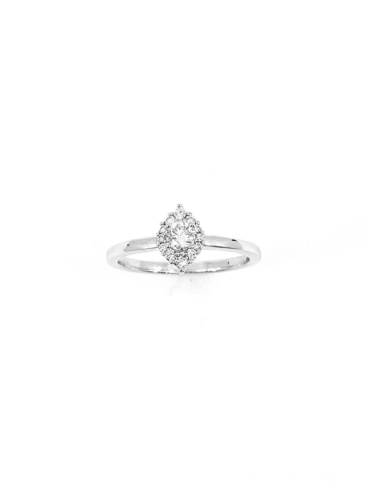 10K White Gold 0.30cttw Canadian Diamond Halo Engagement Ring, size 6.5