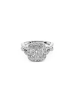10K White Gold 1.00cttw Diamond Halo Engagement Ring, size 6.5