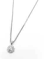 14K White Gold 0.25cttw Canadian Diamond Halo Necklace, 18"