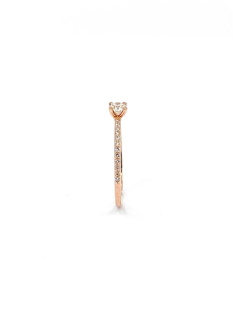 10K Rose Gold 0.30cttw Canadian Diamond Ring, Size 6.5