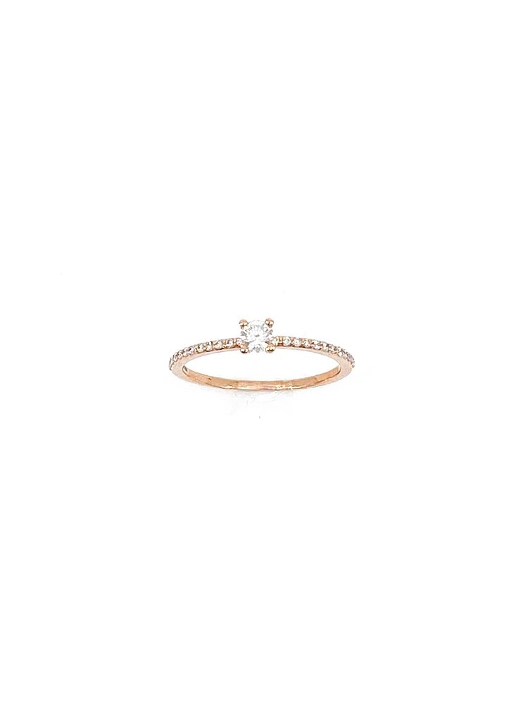 10K Rose Gold 0.30cttw Canadian Diamond Ring, Size 6.5