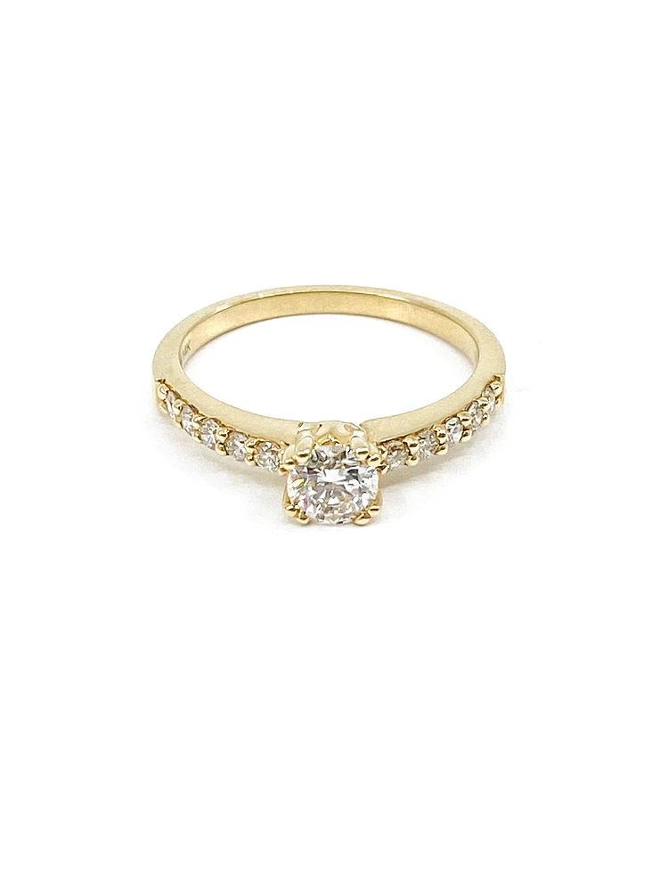 14K Yellow Gold 0.70cttw Canadian Diamond Engagement Ring, size 6.5