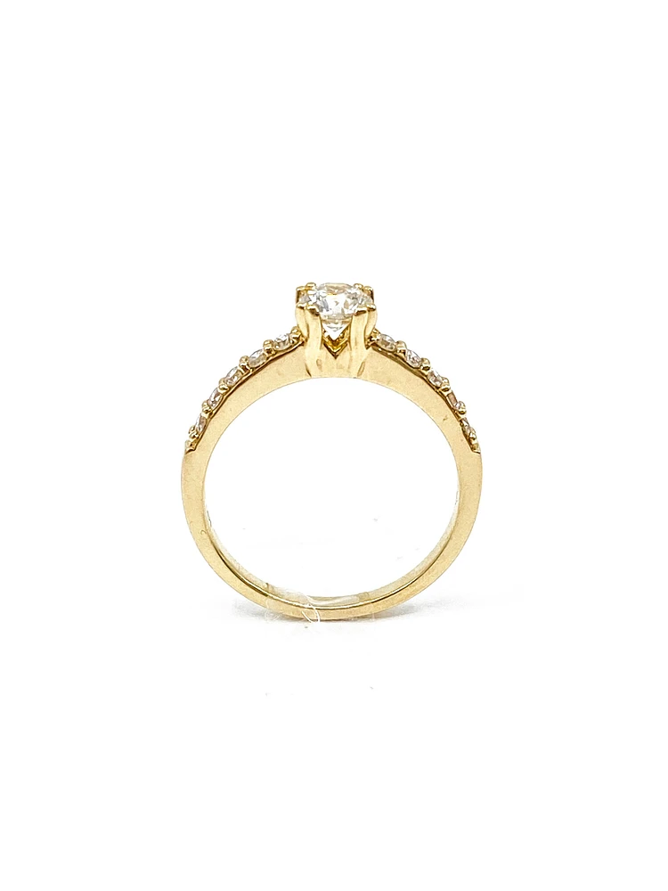 14K Yellow Gold 0.70cttw Canadian Diamond Engagement Ring, size 6.5