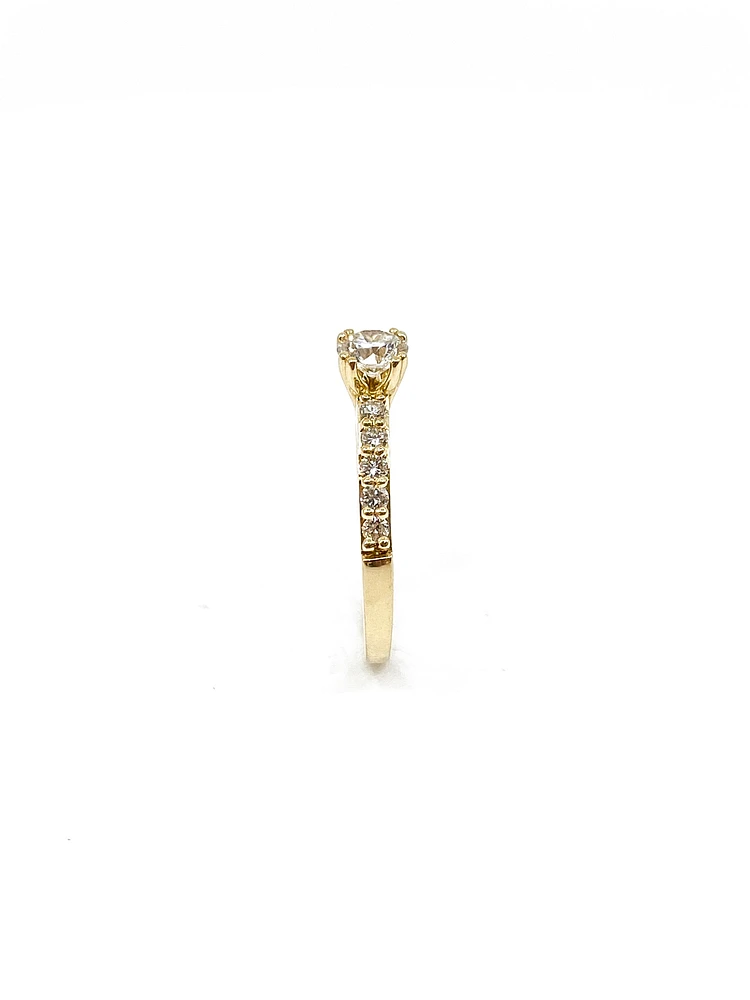 14K Yellow Gold 0.70cttw Canadian Diamond Engagement Ring, size 6.5