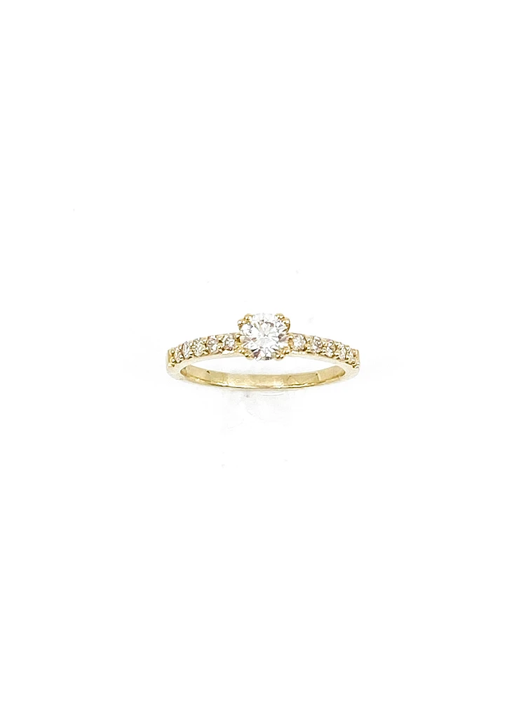 14K Yellow Gold 0.70cttw Canadian Diamond Engagement Ring, size 6.5