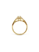10K Yellow Gold 0.50cttw Diamond Halo Engagement Ring, size 6.5