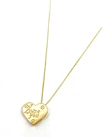 10K Yellow Gold 0.015cttw Diamond Heart "I Love You" Pendant, 18"