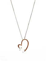 10K Rose & White Gold 0.60cttw Genuine Moonstone and 0.03cttw Diamond Heart Pendant, 18"