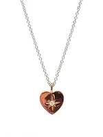 10K Rose & White Gold 0.027cttw Canadian Diamond Heart Pendant, 18"