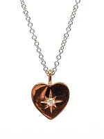 10K Rose & White Gold 0.027cttw Canadian Diamond Heart Pendant, 18"