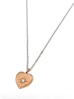 10K Rose & White Gold 0.027cttw Canadian Diamond Heart Pendant, 18"