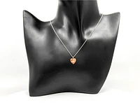 10K Rose & White Gold 0.027cttw Canadian Diamond Heart Pendant, 18"