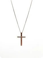 10K White & Rose Gold 0.02cttw Diamond Cross Pendant, 18"