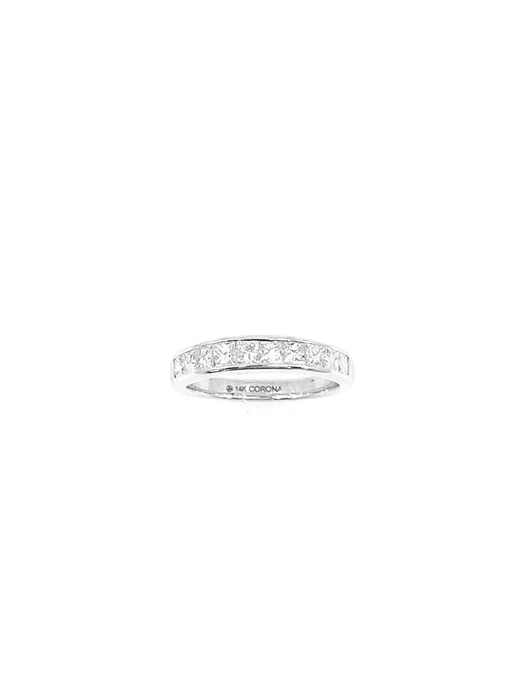 14K White Gold 1.00cttw Princess Cut Diamond Channel Anniversary Band, 6.5 - /