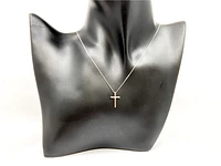 10K White & Rose Gold 0.02cttw Diamond Cross Pendant, 18"