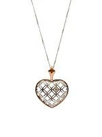 10K White & Rose Gold 0.142cttw Canadian Diamond Heart Necklace, 18"