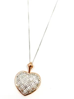 10K White & Rose Gold 0.142cttw Canadian Diamond Heart Necklace, 18"