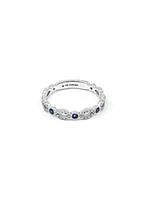 10K White Gold 0.28cttw Genuine Sapphire and 0.18cttw Diamond Ring, size 6.5