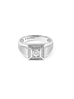 10K White Gold Gents 0.30cttw Canadian Diamond Ring, size 10
