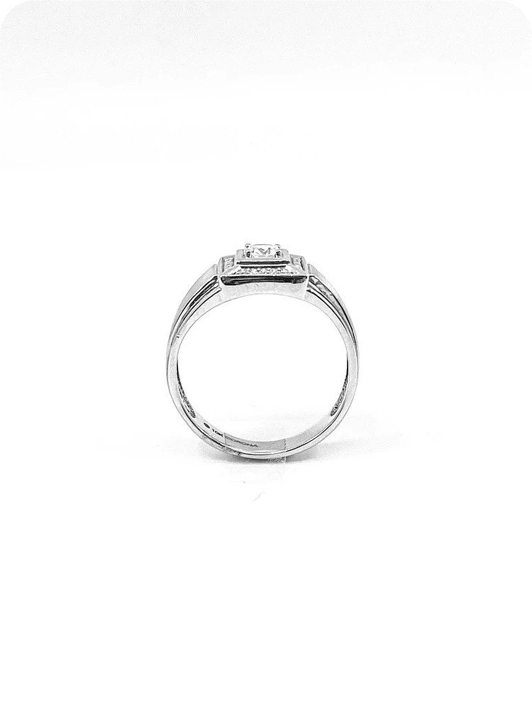 10K White Gold Gents 0.30cttw Canadian Diamond Ring, size 10
