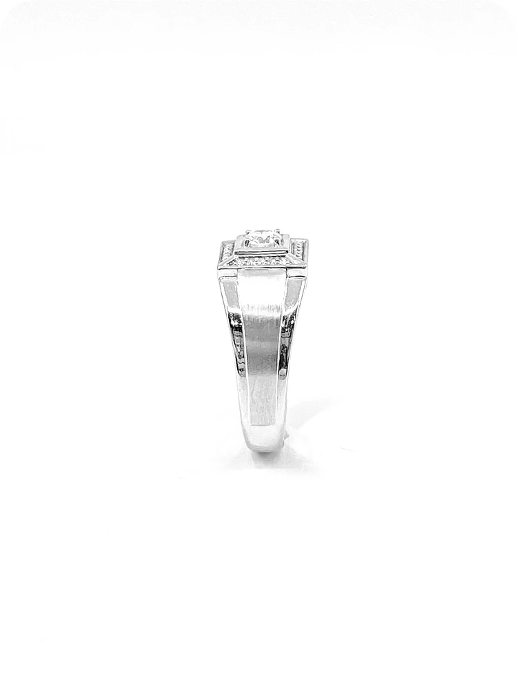 10K White Gold Gents 0.30cttw Canadian Diamond Ring, size 10