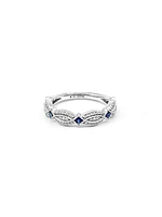 10K White Gold 0.10cttw Genuine Sapphire & 0.14cttw Diamond Ring, size 6.5